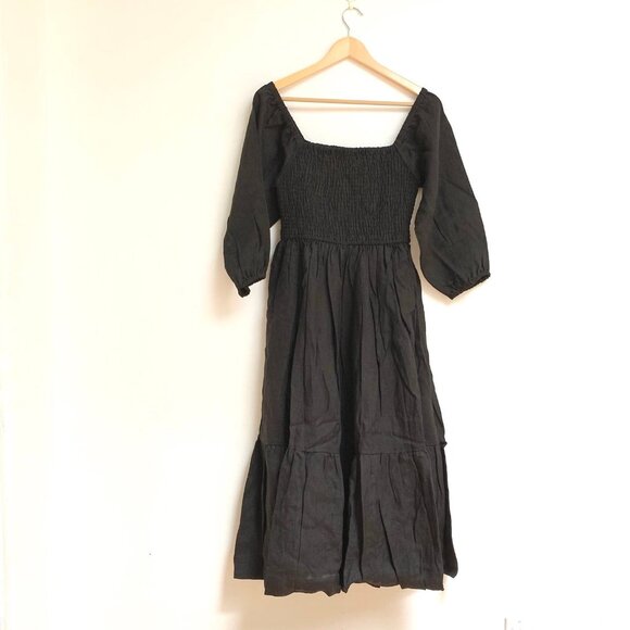 Laude the Label Dresses & Skirts - NWT LAUDE The Label Smocked Bodice Dress in Black Linen